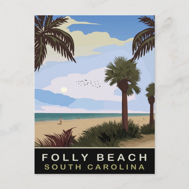Folly Beach, South Carolina, Travel Postcard (Front)