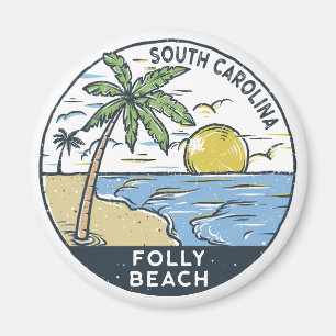 Folly Beach South Carolina Vintage Magnet