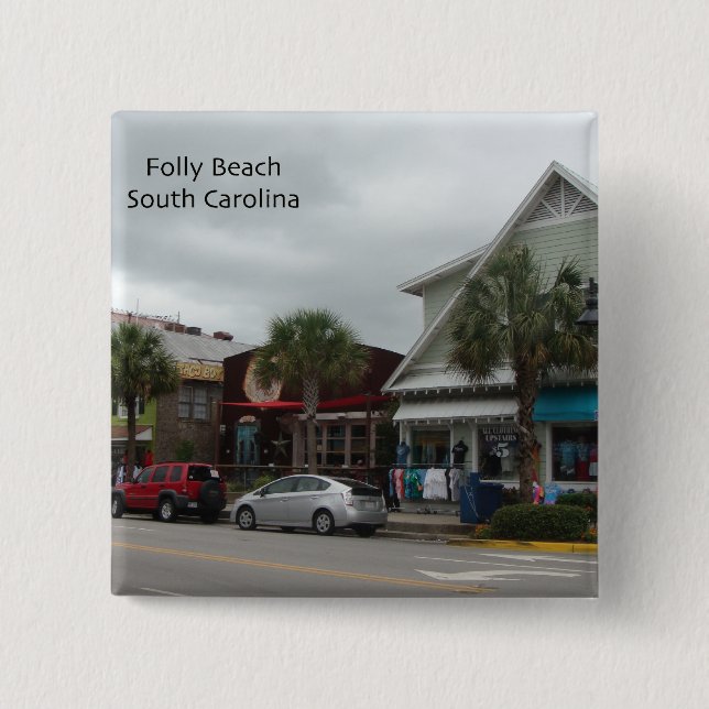 Folly Beach Strip Pinback Button (Front)