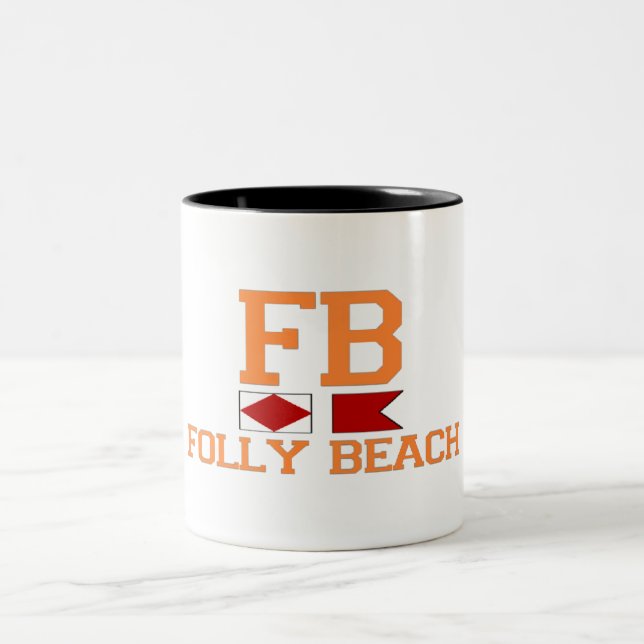 Folly Beach. Two-Tone Coffee Mug (Center)