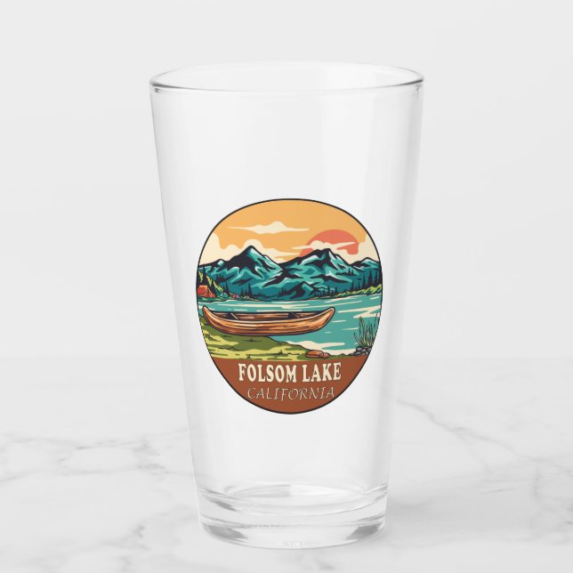 Folsom Lake California Boating Fishing Emblem Glass (Front)