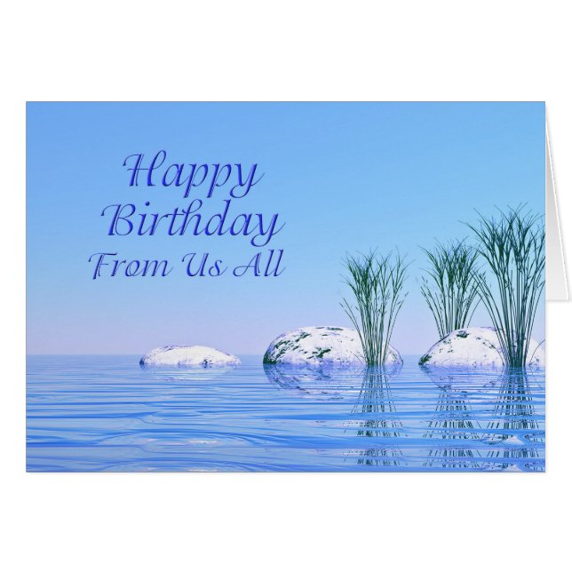 Fom Us All, a Spa Like, Blue Birthday Cards (Front Horizontal)