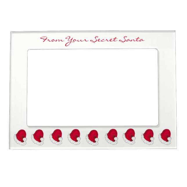 Fom Your Secret Santa Claus Red Hat Christmas Magnetic Picture Frame (Front)