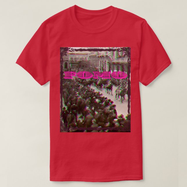 FOMO Pink Glitch Retro Vintage T-Shirt (Design Front)