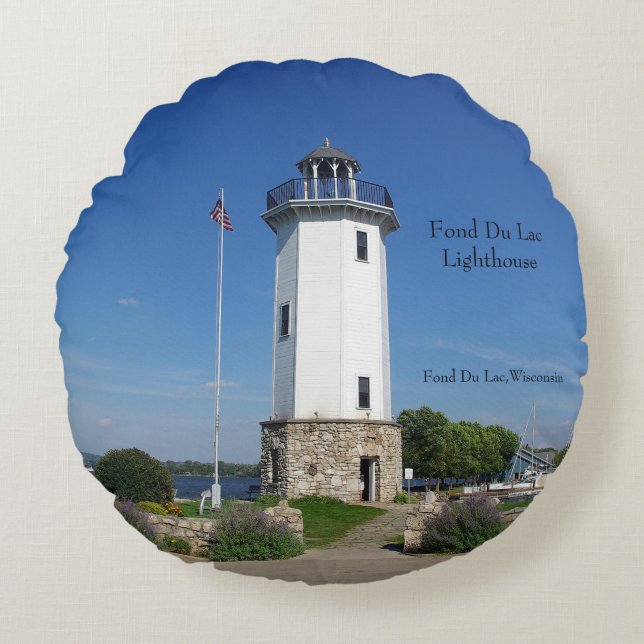 Fond Du Lac Lighthouse round pillow (Front)