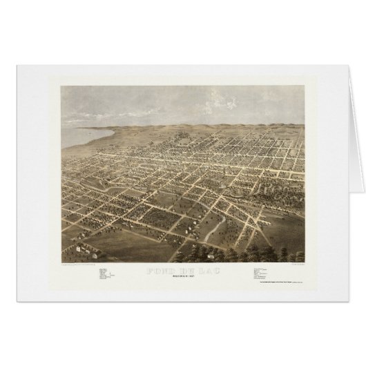 Fond Du Lac, WI Panoramic Map - 1867 Cards (Front Horizontal)