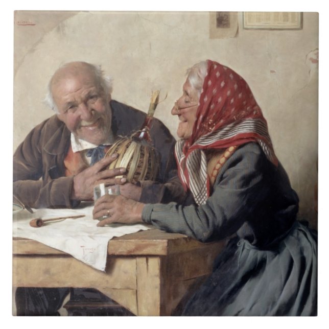 Fond Memories (oil on canvas) Ceramic Tile (Front)