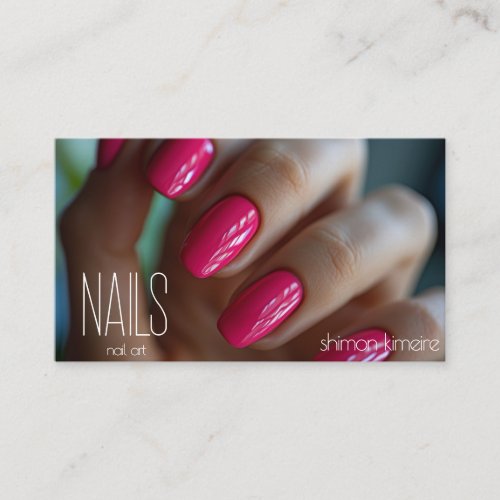 Fondant Pink Nail Art  Business Card
