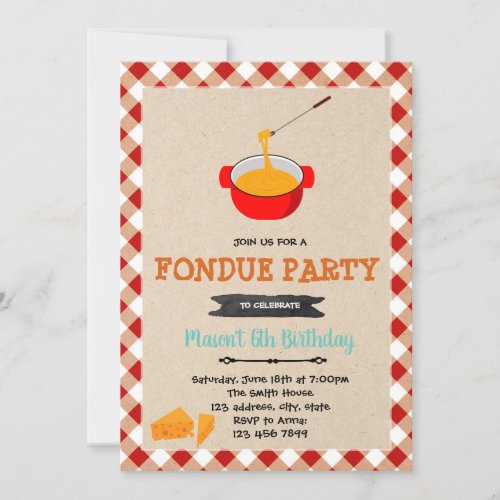Fondue cheese party invitation