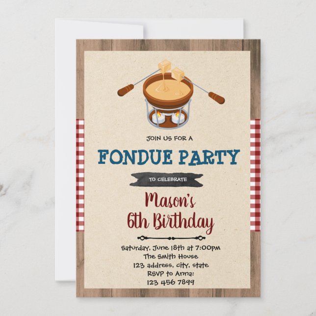 Fondue chocolate party invitation (Front)