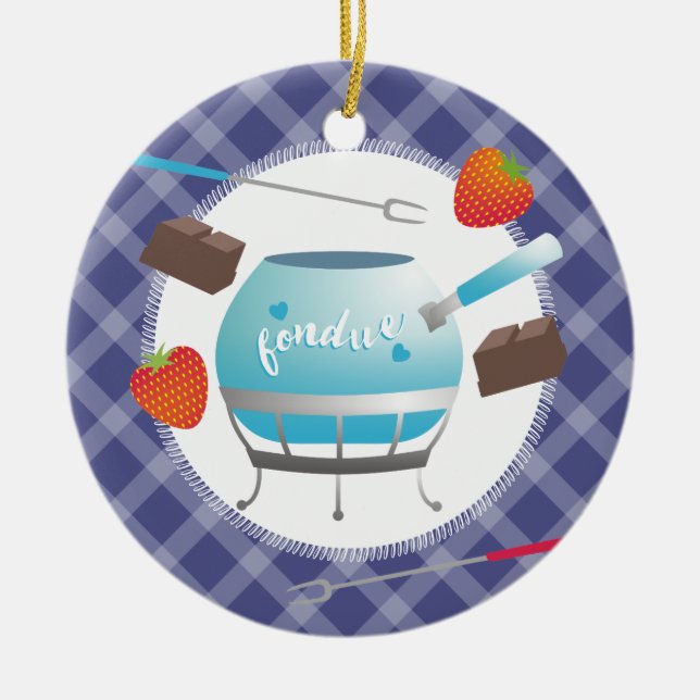 Fondue chocolate strawberries Christmas ornament (Front)