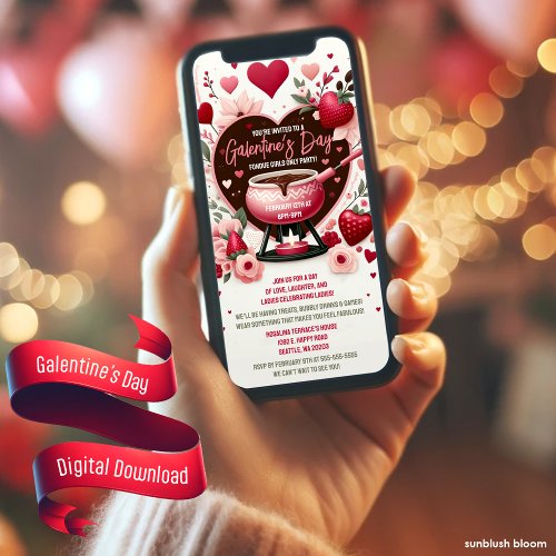 Fondue Galentines Day Party Digital Invitation