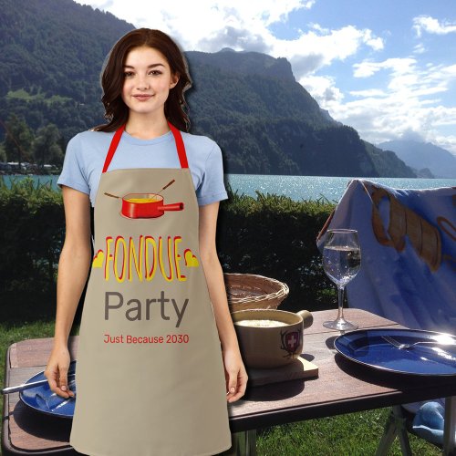 Fondue hearts and pot  _ party apron