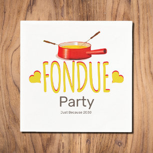 Fondue hearts and pot  - party napkins