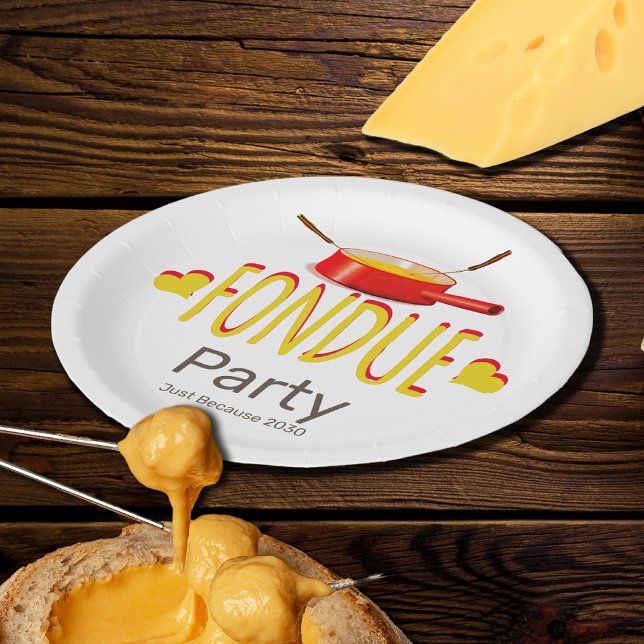 Fondue hearts and pot  - party paper plates (Creator Uploaded)