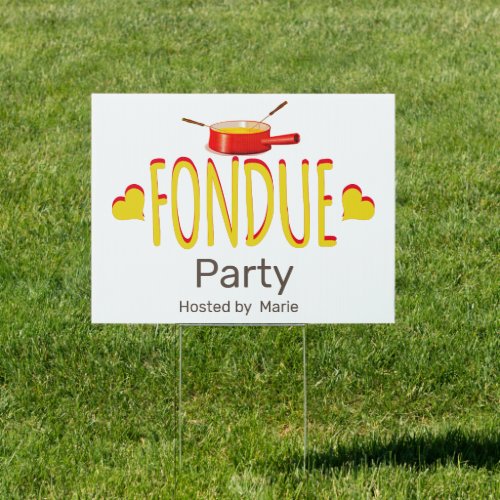 Fondue hearts and pot  _ party sign