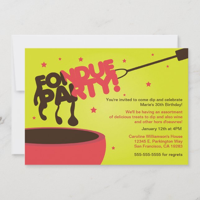 Fondue Party Invitation - Chocolate (Front)