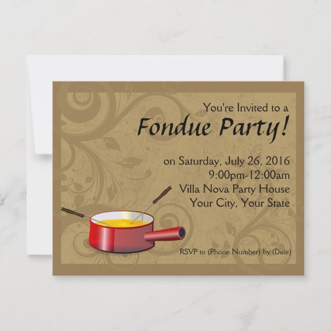Fondue Party Invitations - Cheese (Front)