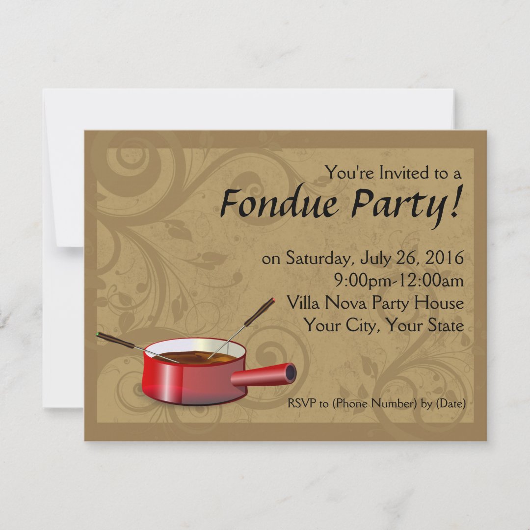 Fondue Party Invitations - Chocolate | Zazzle