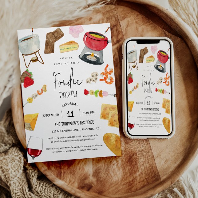 Fondue Party Wine Cheese Dinner Party Any Occasion Invitation (Creator Uploaded)