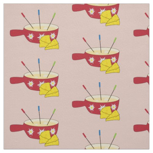 Fondue Pot and Swiss Cheese Doodle Fabric