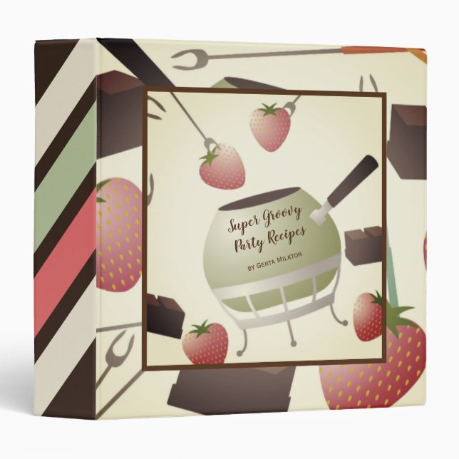 fondue pot dinner party cookbook recipe binder (Front/Spine)