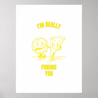Fondue you funny cheese pun jokes poster