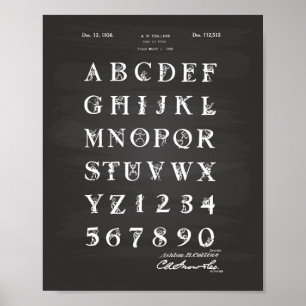 Font 1938 Patent Art Chalkboard Poster