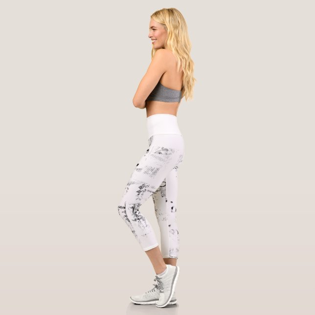  font, music, monochrome, circle, pattern, monochr capri leggings (Left)