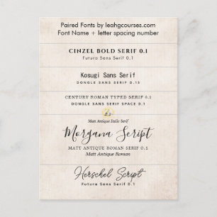 Font Pairings for Wedding Invtiations Postcard
