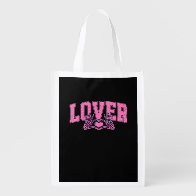 Font With Skeleton Hands Classic Design Grocery Bag (Front)