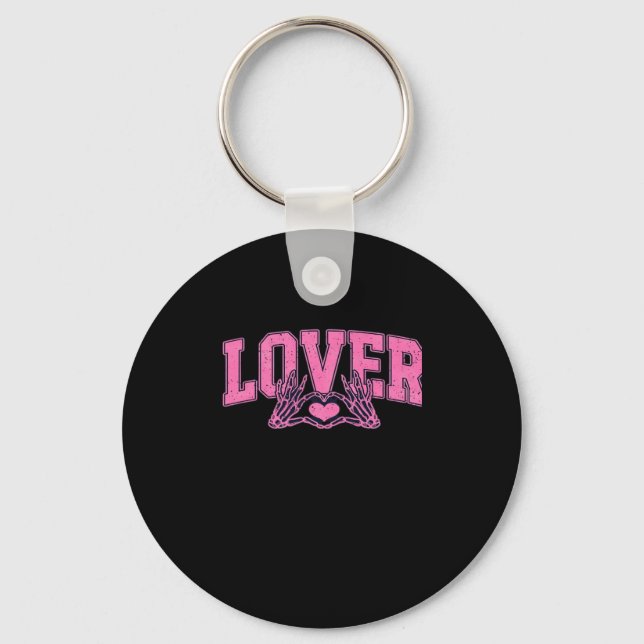 Font With Skeleton Hands Classic Design Keychain (Front)
