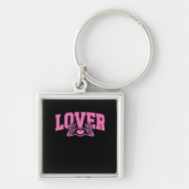 Font With Skeleton Hands Classic Design Keychain (Front)