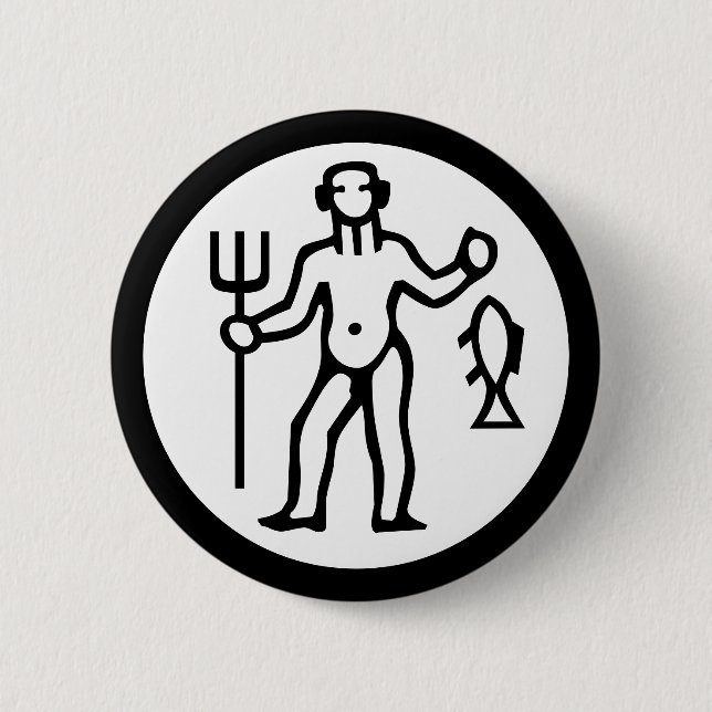 Font Zodiac: AQUARIUS + your Colors & Ideas Pinback Button (Front)