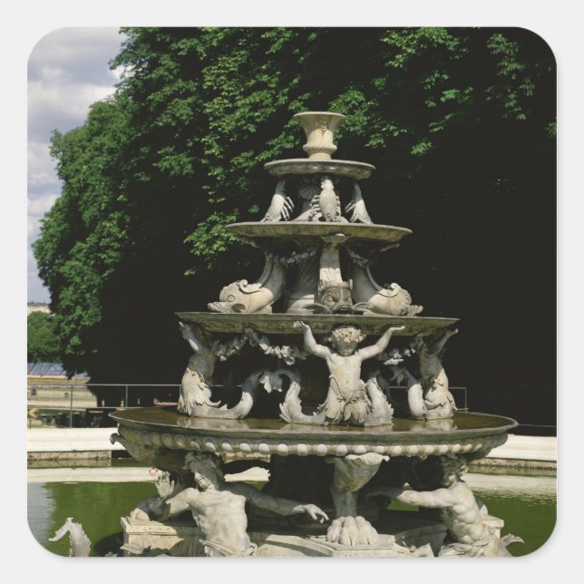 Fontaine de la Pyramide Square Sticker (Front)