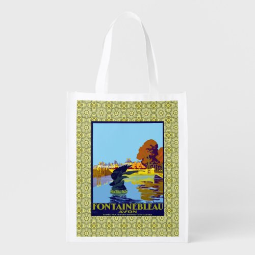 Fontainebleau Avon France French Travel Poster  Grocery Bag