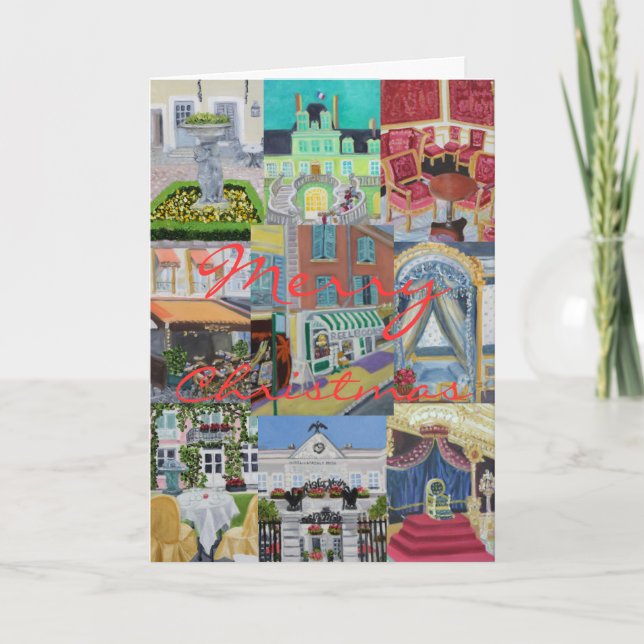 Fontainebleau Merry Christmas Collage Holiday Card (Front)