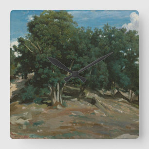Fontainebleau Oak Trees Square Wall Clock