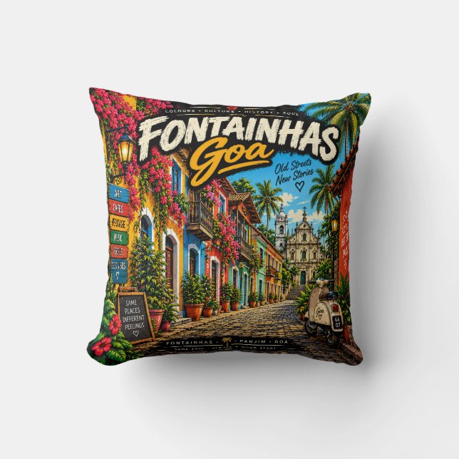 Fontainhas  throw pillow (Front)