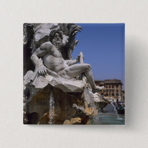 Fontana dei Quattro Fiumi, Piazza Navona, Rome, Pinback Button