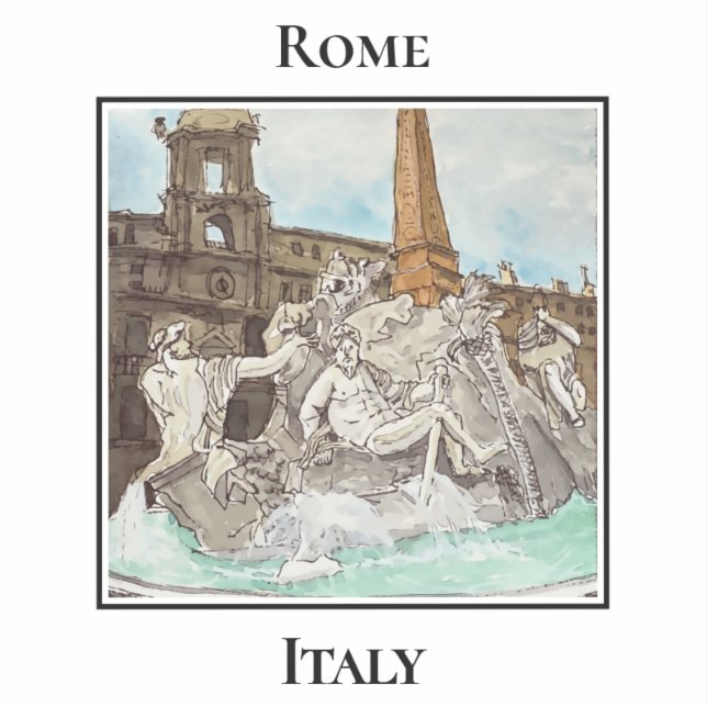 Fontana dei Quattro Fiumi. Rome, Italy Sticker (Front)