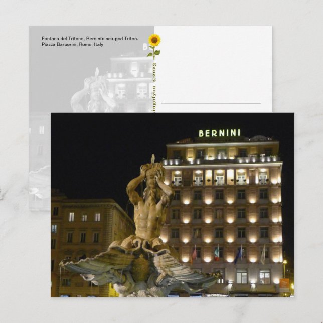 Fontana del Tritone, Rome, Italy – postcard  (Front/Back)