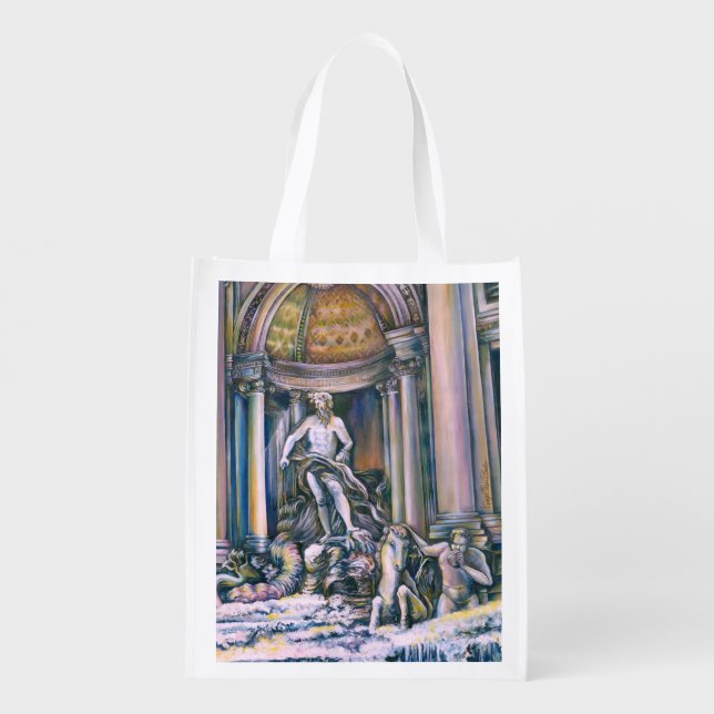 Fontana Di Trevi, Roma, Italy Reusable Grocery Bag (Back)