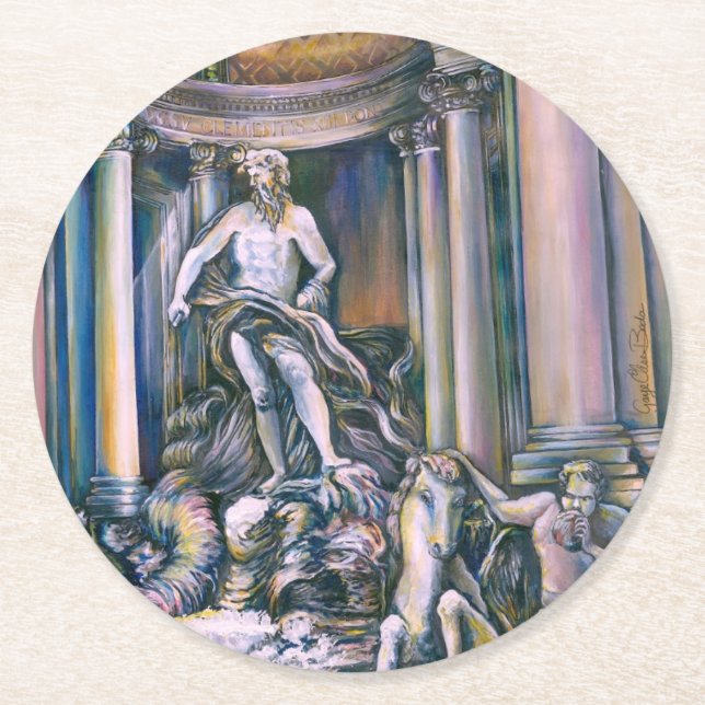 Fontana Di Trevi, Roma, Italy Round Paper Coaster (Front)