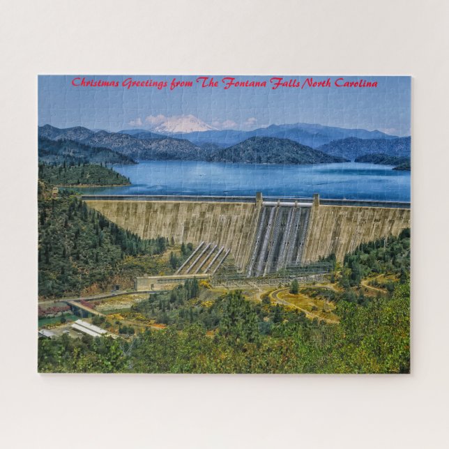 Fontana Falls North Carolina. Christmas Greetings Jigsaw Puzzle (Horizontal)