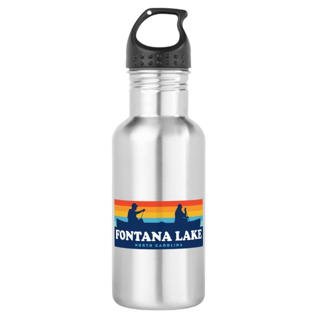 Fontana Lake North Carolina Canoe Stainless Steel Water Bottle (Front)