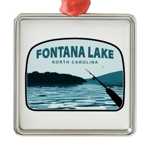 Fontana Lake North Carolina Fishing Rod Metal Ornament