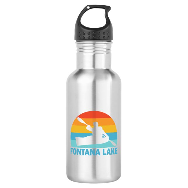 Fontana Lake North Carolina Kayak Stainless Steel Water Bottle (Front)