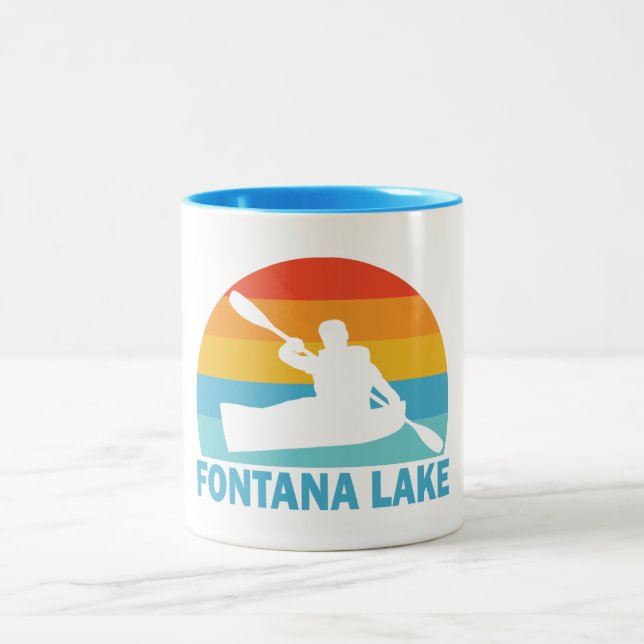 Fontana Lake North Carolina Kayak Two-Tone Coffee Mug (Center)
