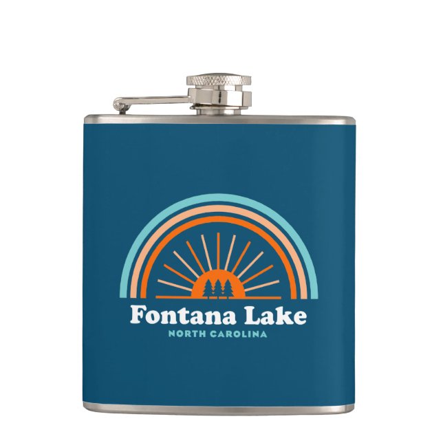 Fontana Lake North Carolina Rainbow Flask (Front)
